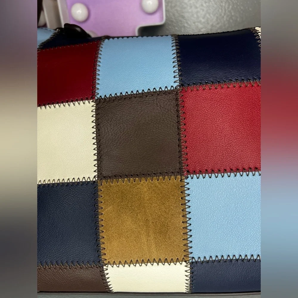 Coach Alter/Ego Shoulder Bag In Checkerboard Upcrafted Leather - Bluebell - Picture 6 of 10
